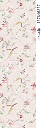 Collection of delicate watercolor floral and decorative seamless patterns with soft muted tones 137846857