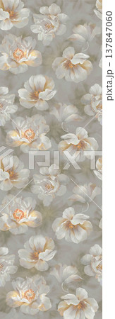 Collection of delicate watercolor floral seamless patterns with soft muted and pastel tones 137847060