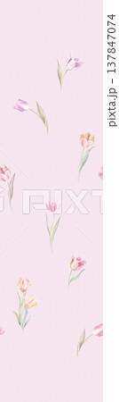 Collection of delicate watercolor floral seamless patterns with soft muted and pastel tones 137847074