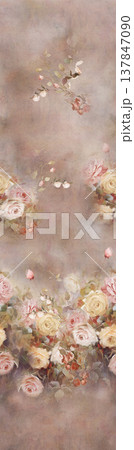 Collection of delicate watercolor floral seamless patterns with soft muted and pastel tones 137847090
