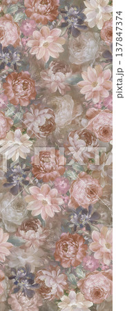 Collection of delicate vintage floral and botanical seamless patterns with soft muted tones 137847374