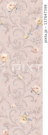 Collection of delicate vintage floral and botanical seamless patterns with soft muted tones 137847399