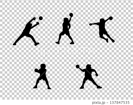 手球運動員剪影插圖 手球運動員剪影插圖 137847535