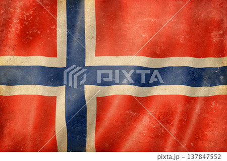 Old vintage flag of Norway, worn and stained 137847552