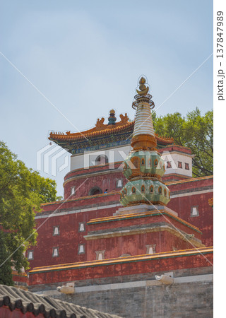 Tibetan Style Pagoda in Summer Palace Beijing with copy space 137847989
