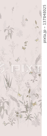 Collection of delicate vintage floral and striped seamless patterns with soft muted tones 137848025