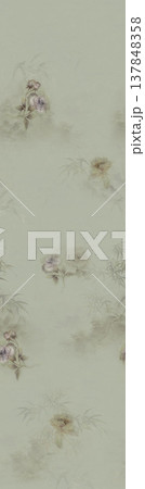 Collection of elegant floral and landscape seamless patterns with soft pastel and neutral tones 137848358