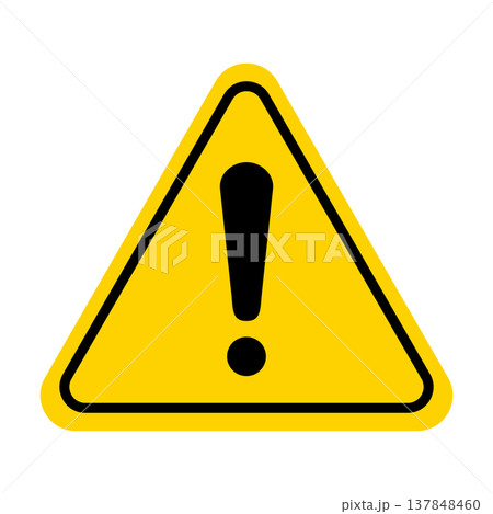 注意マークのアイコンイラスト：黄色002 137848460