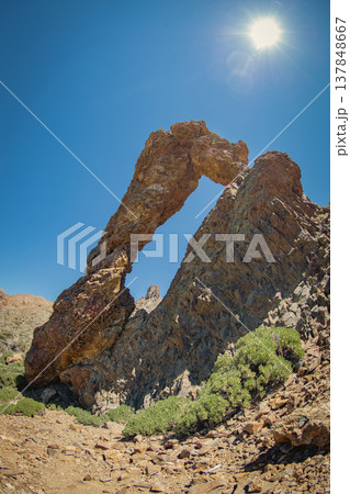 Iconic Zapato de la Reina Rock Formation in Teide National Park Tenerife with Copy Space 137848667