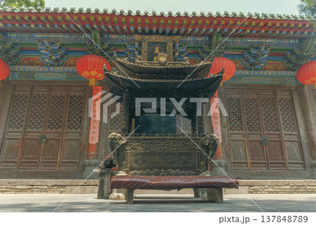 Incense Burner at Shaolin Temple Entrance in China with copy space Incense Burner at Shaolin Temple Entrance in China with copy space 137848789