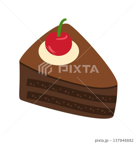 slice chocolate cake with cherry slice chocolate cake with cherry 137848882