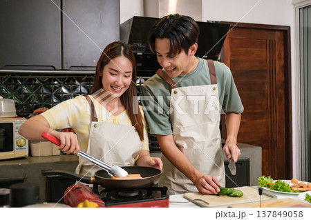 Asian couple at home Asian couple at home 137849058