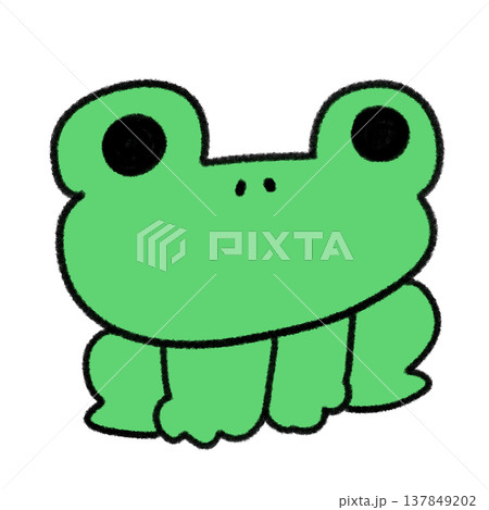 座っているかわいいカエルの手描きイラスト 座っているかわいいカエルの手描きイラスト 137849202