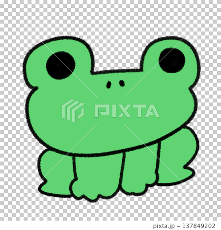 座っているかわいいカエルの手描きイラスト 座っているかわいいカエルの手描きイラスト 137849202