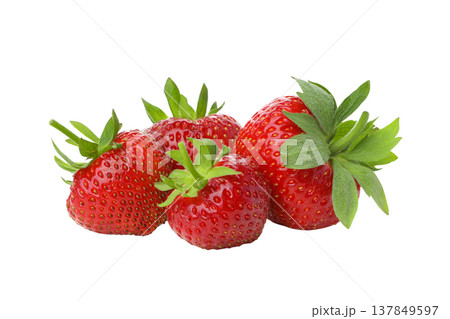 Red strawberries with green leaves together, PNG Red strawberries with green leaves together, PNG 137849597