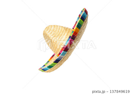 Colorful sombrero for a festive day in Mexico, isolated, PNG 137849619