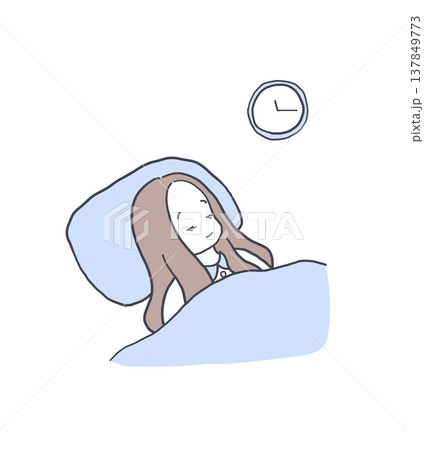 ぐっすり眠る女性のイラスト素材 137849773
