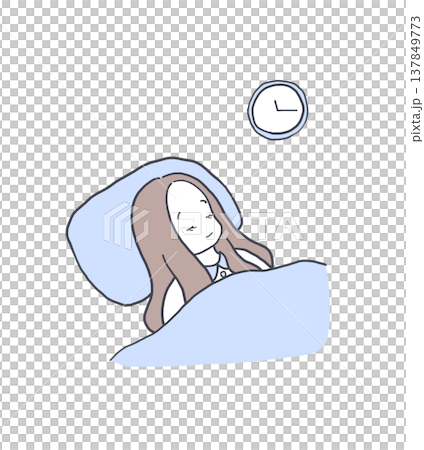ぐっすり眠る女性のイラスト素材 137849773