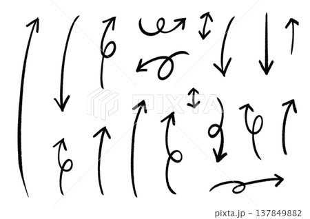 シンプルな手書きの矢印ベクターイラスト 137849882