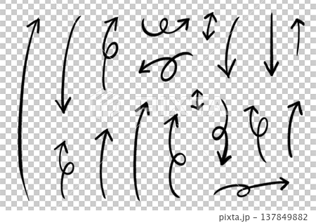 シンプルな手書きの矢印ベクターイラスト 137849882