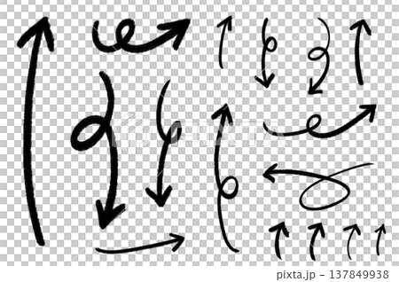 一組手繪的黑色箭頭 137849938