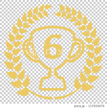 シンプルなトロフィーのイラスト 6 ゴールド 137850079