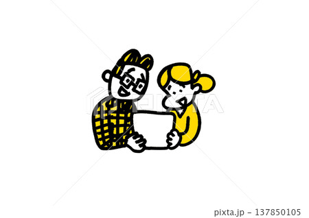 書類を見る男性と女性 137850105