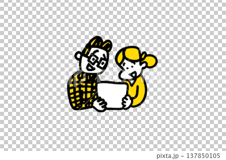 書類を見る男性と女性 137850105