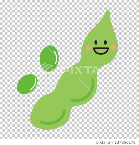 可愛的毛豆角色插圖 137850179