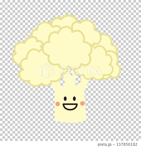 可愛いカリフラワーのキャラクターイラスト 137850182
