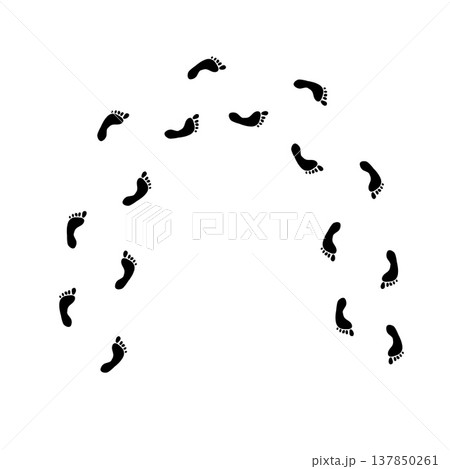 Footprint outline path, thin line human bare foot track set on white background. Minimalist walking person steps, footprint outline design, simple body part shape. Bare foot line art Footprint outline path, thin line human bare foot track set on white background. Minimalist walking person steps, footprint outline design, simple body part shape. Bare foot line art 137850261