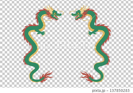 兩條中國式龍相對而立 137850283