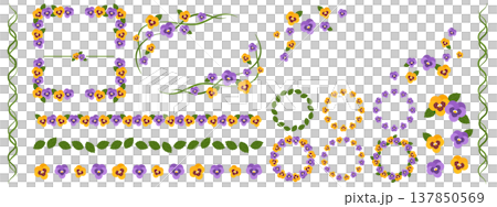 Pansy frame and decoration set 137850569