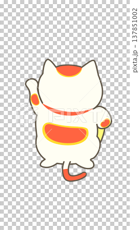 The melancholic back view of a beckoning cat 137851002