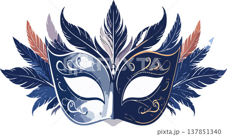 Masquerade mask with feathers for carnival celebration Masquerade mask with feathers for carnival celebration 137851340