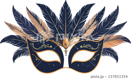 Masquerade mask with feathers for carnival celebration 137851354