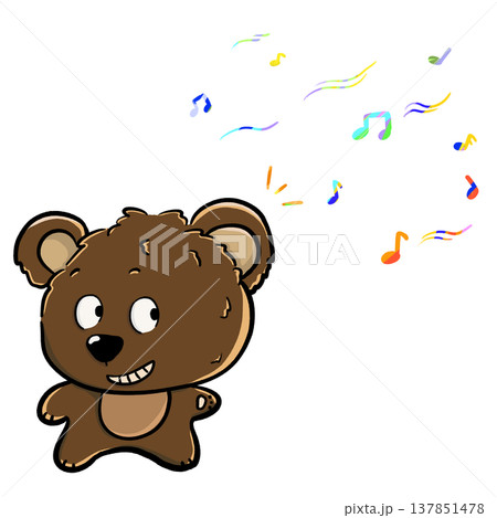Little bear eavesdropping on music cartoon illustration Little bear eavesdropping on music cartoon illustration 137851478