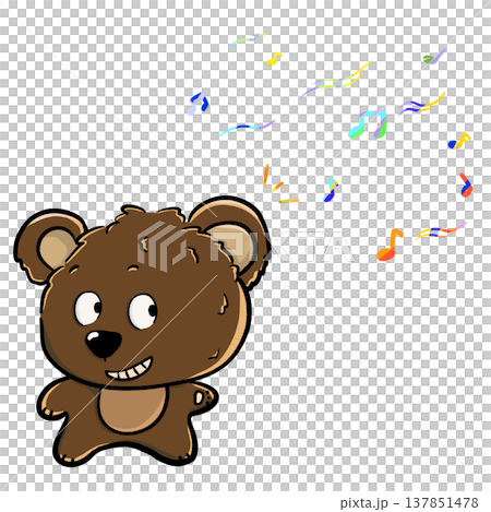 Little bear eavesdropping on music cartoon illustration Little bear eavesdropping on music cartoon illustration 137851478