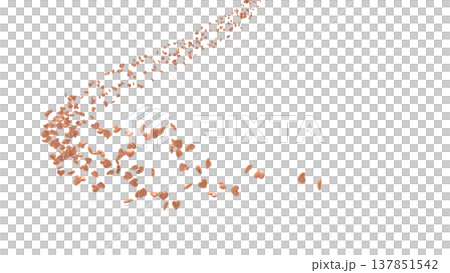 白い背景を舞う3Dハートの背景素材 抽象背景：恋愛・感謝・お祝い・バレンタイン・ウェディング 137851542