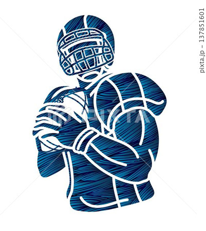 American Football Player Action Graphic Cartoon Sport Graphic Vector 137851601