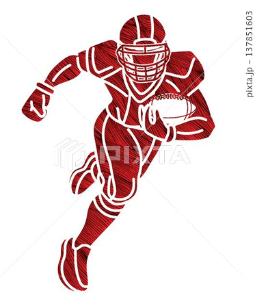 American Football Player Running Action Graphic Cartoon Sport Graphic Vector American Football Player Running Action Graphic Cartoon Sport Graphic Vector 137851603