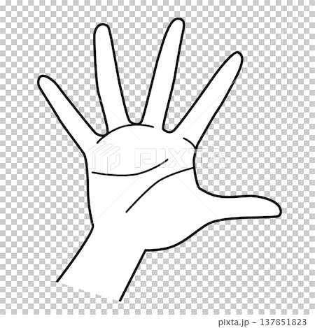 手のひらを見せる開いた手のイラスト|5本指・ジェスチャー・ストップ・ハンドサイン・シンプル・ベクター 手のひらを見せる開いた手のイラスト|5本指・ジェスチャー・ストップ・ハンドサイン・シンプル・ベクター 137851823