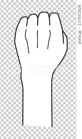 Front view clenched fist icon | Hand gesture, power, unity, simple line drawing, vector 137851826