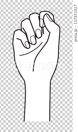 Illustration of a clenched fist | Fist, hand sign, gesture, simple line drawing, vector material 137851827