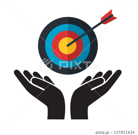 Hands Holding Arrow Target Aim Success Concept. 137851834