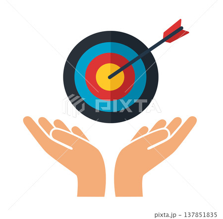 Hands Holding Arrow Target Aim Success Concept. 137851835