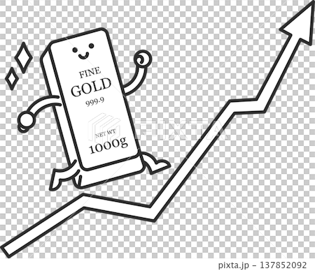 Illustration of the rising price of gold (line art only) Illustration of the rising price of gold (line art only) 137852092