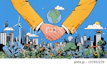 ESG経営とサステナビリティのビジネスコンセプト｜環境・社会・ガバナンスを表す企業向けイラスト