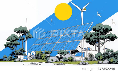 ESG経営とサステナビリティのビジネスコンセプト｜環境・社会・ガバナンスを表す企業向けイラスト