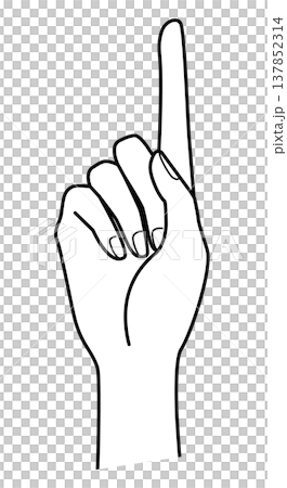 Hand gesture illustration with index finger raised | Pointing, Number One, Warning, Monochrome, Vector Hand gesture illustration with index finger raised | Pointing, Number One, Warning, Monochrome, Vector 137852314